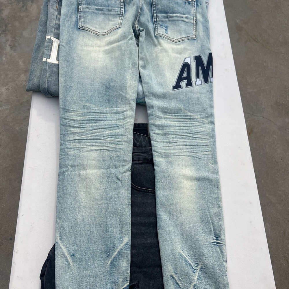 AMIRI Light Blue Distressed Skinny Jeans - Picture 2 of 2